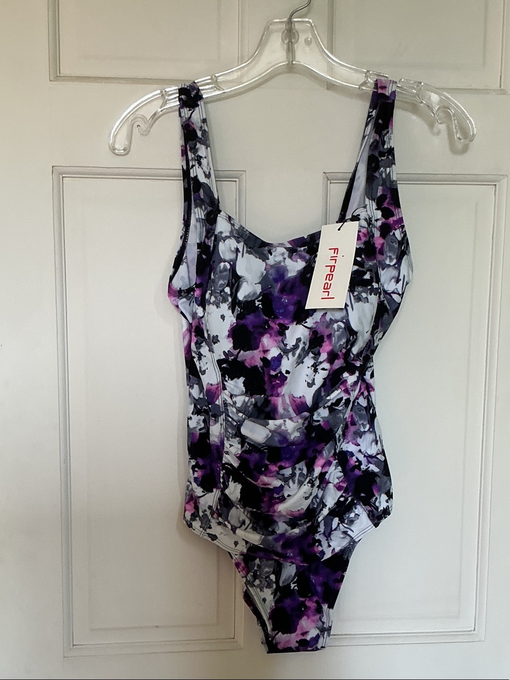 Pearl Purple and White Floral-Print One-Piece Swimsuit